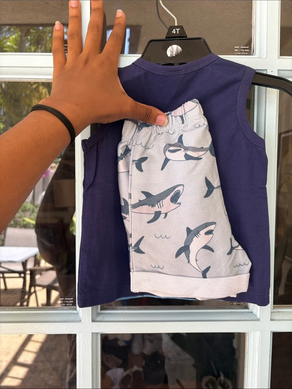 Navy Shark Tank Top & Shark Print Shorts Set